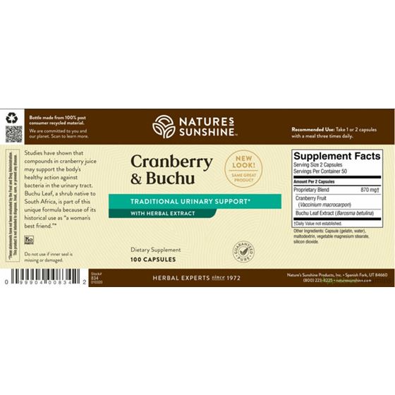 Nature Sunshine Cranberry Buchu Conc. Label