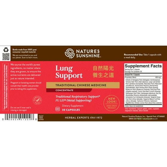 Nature Sunshine Lung Support TCM Concentrate Label